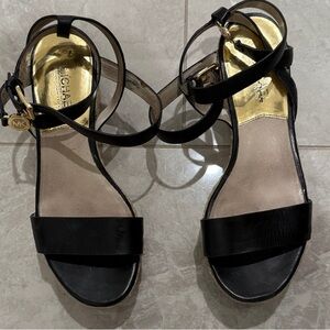 Michael Kors Black and Gold Strappy Sandals